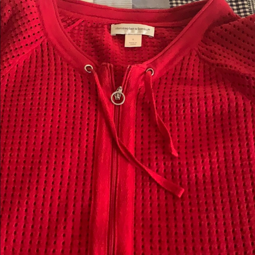 SMALL Christopher&banks Red Eyelet Top - Picture 6 of 6